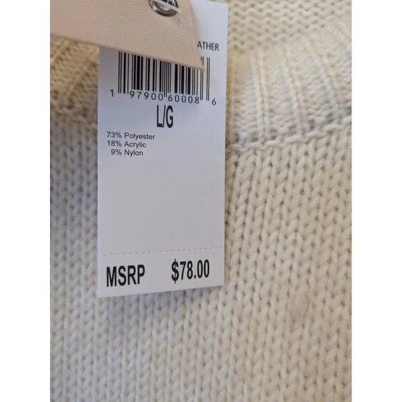 Philosophy Republic Clothing Women's Size L Cream Ribbed Crewneck Sweater NWT - Picture 8 of 10